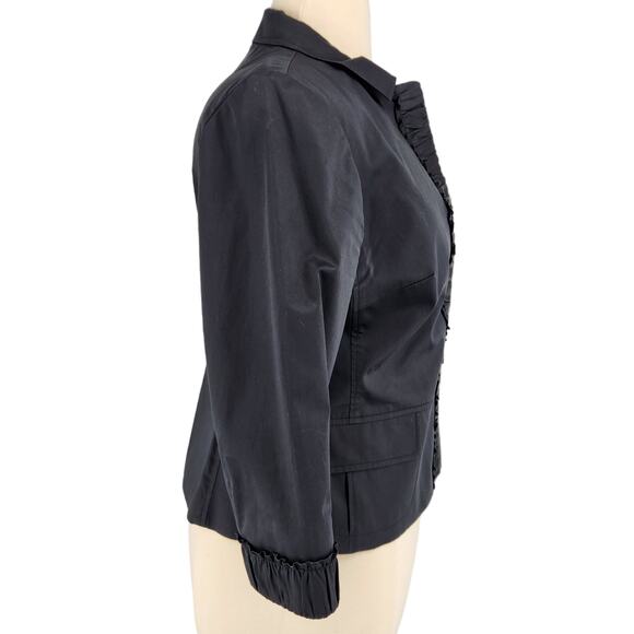 Talbots Satin Ruffle Snap Front Dinner Coat Womens Plus Size 16P Petites - Picture 5 of 6